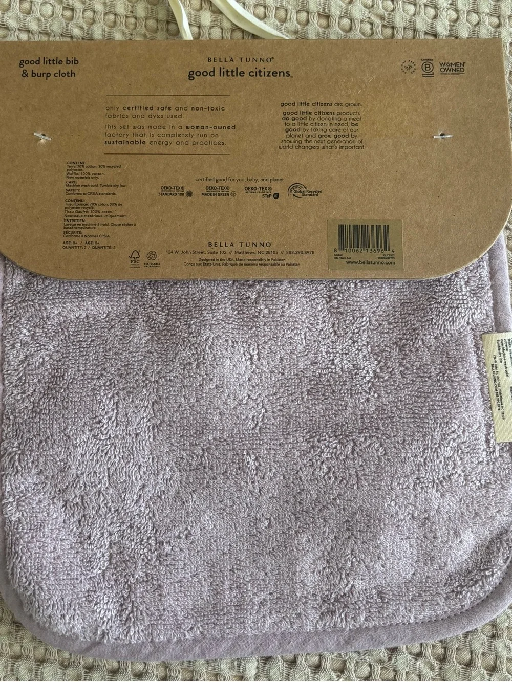 Bella Tunno Good Little Citizens Baby Bib & Burp - Dusty Pink